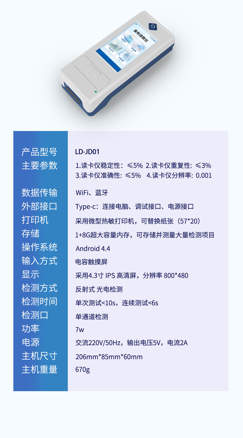 手持式金標讀數儀